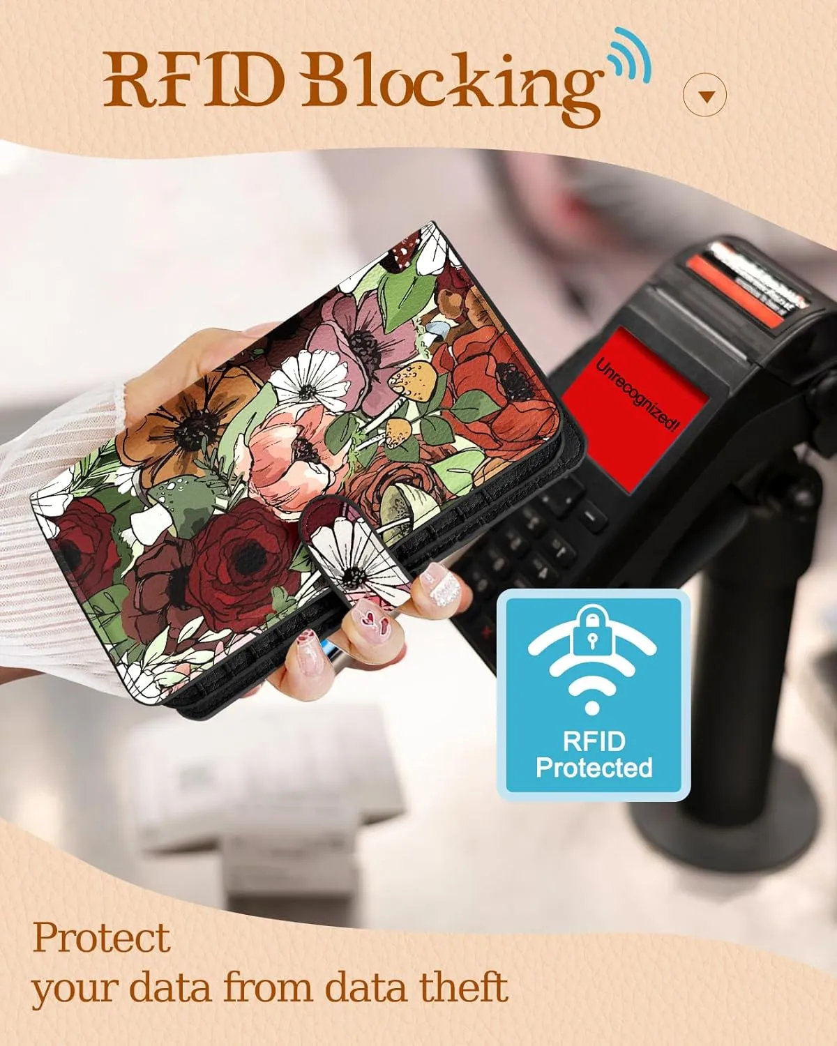 Bistup 【46 Slots Credit Card Holder for Women Ladies Female Teen Girls Rfid Genuine Leather Cardholder Large Capacity Size Big Billfold Wallets Mushroom Flower Cute Girly Aesthetic Print Unique