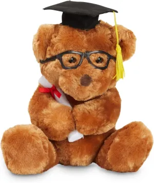 BLUE PANDA Brown Teddy Bear Graduation Plush Toy - Stuffed Teddy with Glasses & Grad Cap - Stuffed Animal Brown Bear Graduation Gift