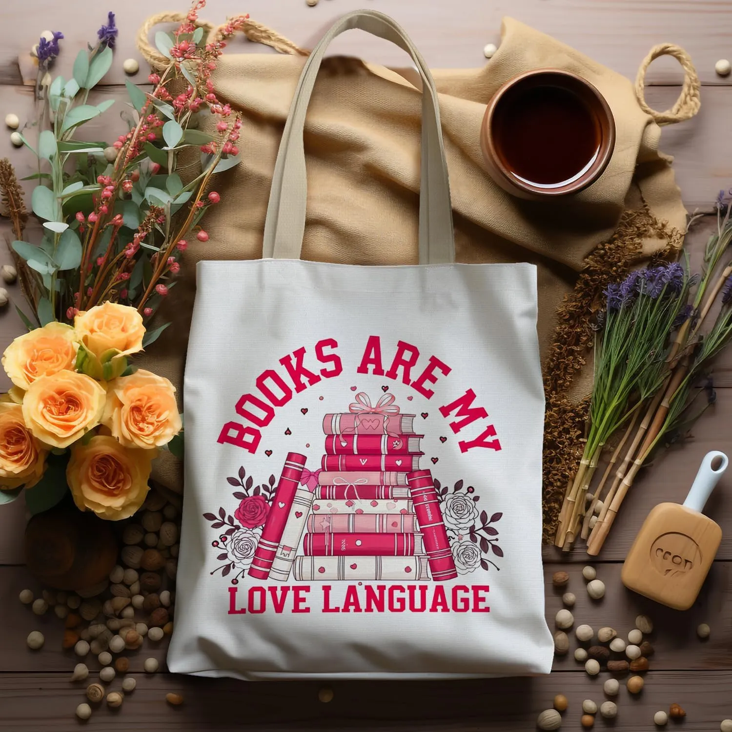 Booktrovert Library Tote, Book Lover Gifts for Women, Gifts for Readers Librarians, Reusable Grocery Bags Shopping Bags