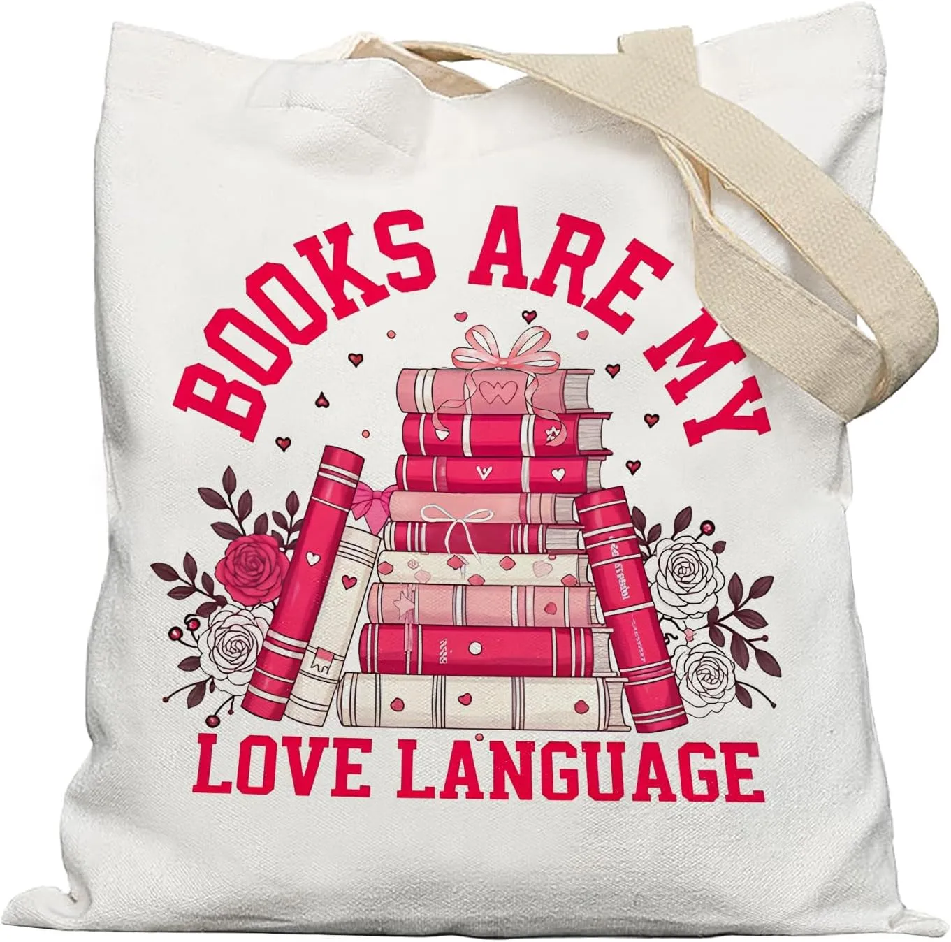 Booktrovert Library Tote, Book Lover Gifts for Women, Gifts for Readers Librarians, Reusable Grocery Bags Shopping Bags