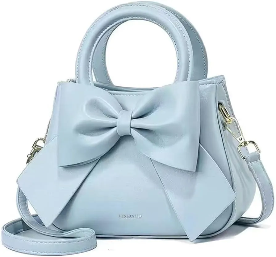 Bow Patent Leather Purse for Women Shoulder Handbag Crossbody Bag Satchel Clutch