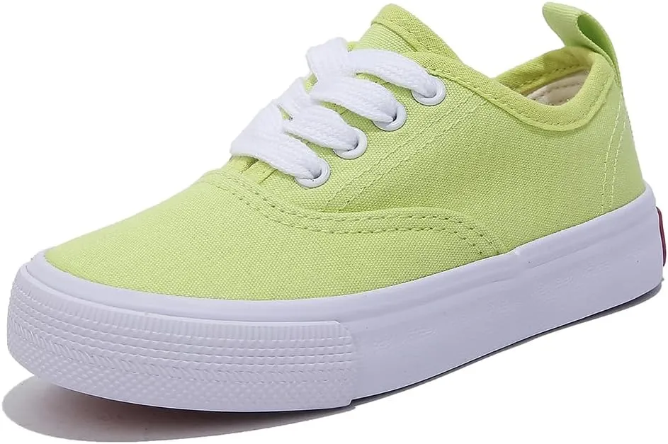 Boys and Girls Low Top Sports Shoes Lace up Canvas Children's Shoes Comfortable and Lightweight Skateboarding Shoes
