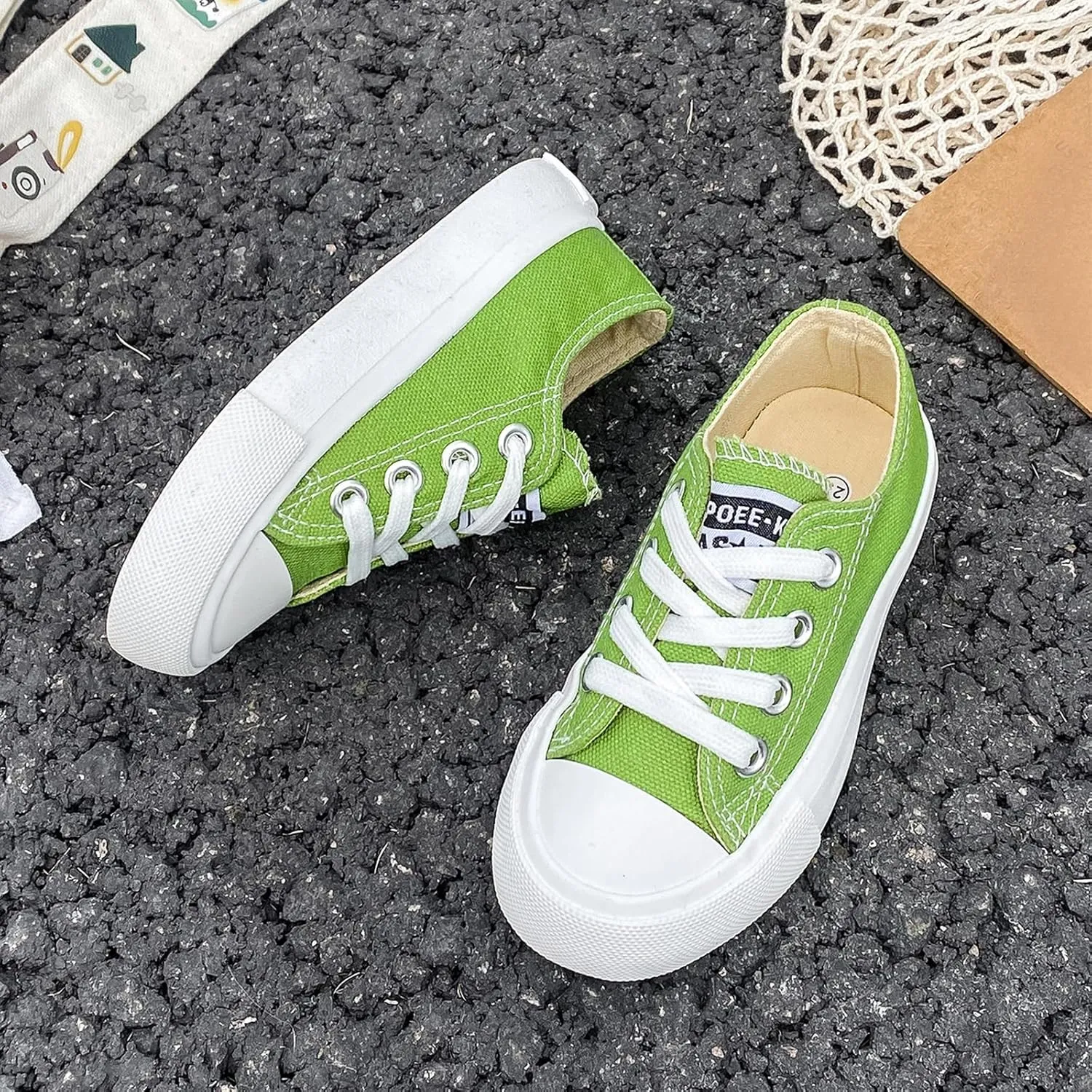 Boys Girls Baby Children's Shoes Low top lace-up Children's Canvas Shoes Back-to-School Season Small White Shoes Children's Sneakers Teens Medium and Large Kids Skateboarding Shoes