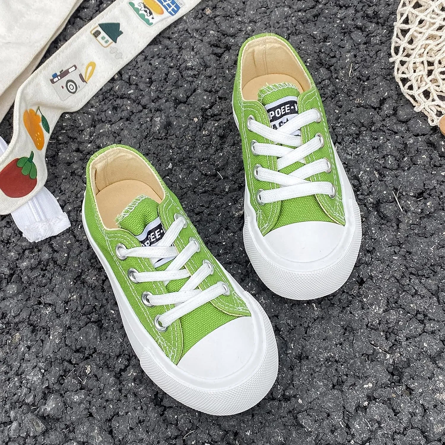 Boys Girls Baby Children's Shoes Low top lace-up Children's Canvas Shoes Back-to-School Season Small White Shoes Children's Sneakers Teens Medium and Large Kids Skateboarding Shoes