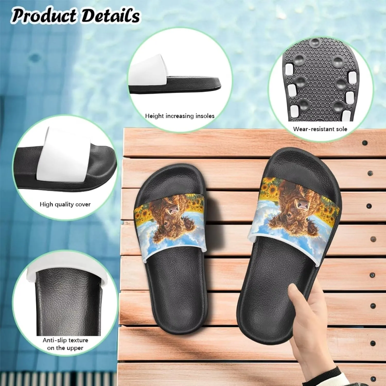 Boys Slides Non-slip Toddler Boys Cute Shower Slippers Toddler Flip Flops Beach Pool Sandals Play Family Gatherings Outdoor