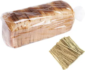 Bread Bags With Ties,100 Pieces 18x4x8 Inches Reusable Plastic Loaf Storage Bags for Homemade Bread Gift Giving