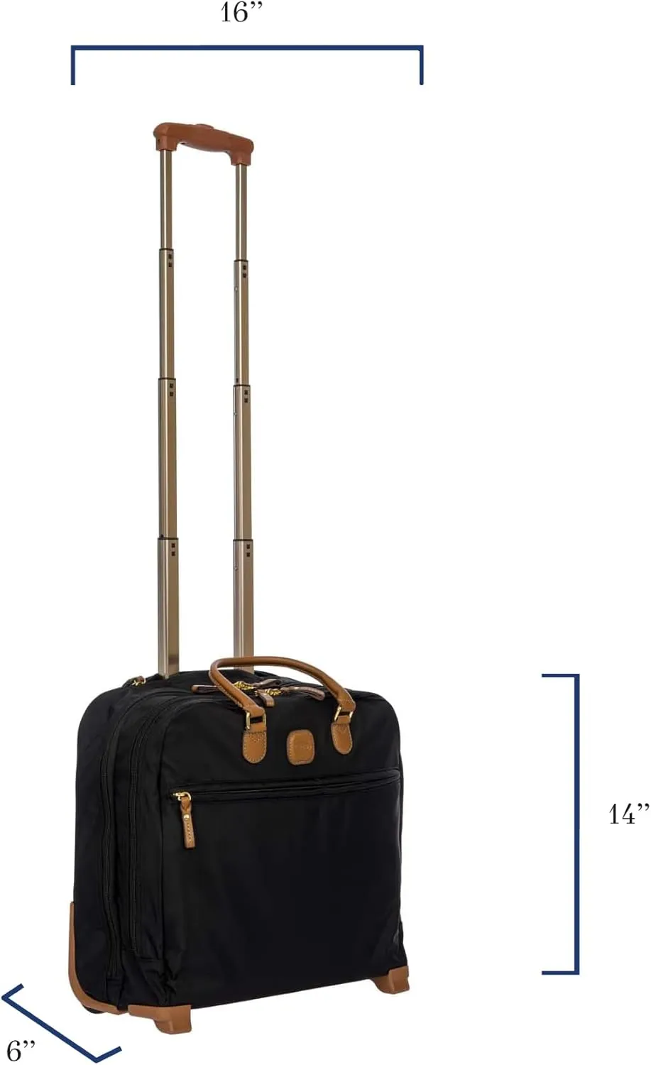 Bric's X-Bag/X-Travel 2.0 - Pilot Bag - Rolling Carry On Luggage - Business - 14 x 15.5-Inch Luggage Laptop Bag, Black