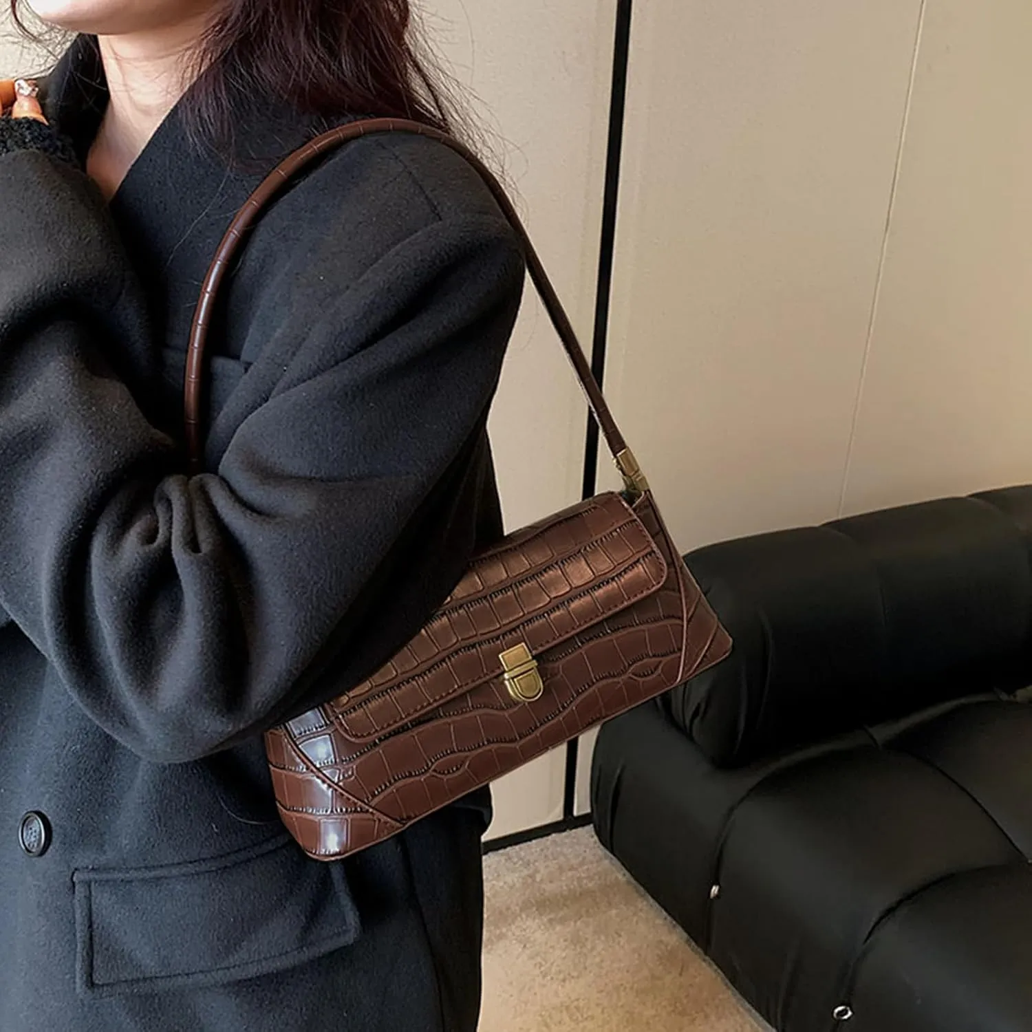 Brown Purses for Women Black Shoulder Purse Vintage Bags Trendy Women's Red Small Tote Handbags