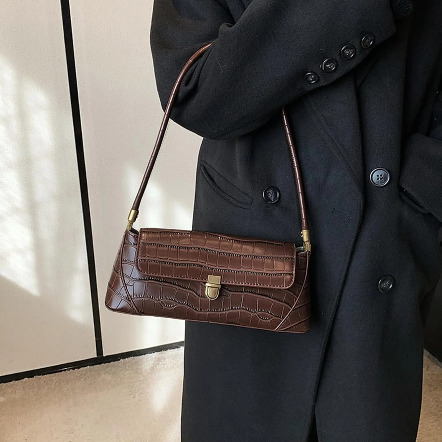 Brown Purses for Women Black Shoulder Purse Vintage Bags Trendy Women's Red Small Tote Handbags