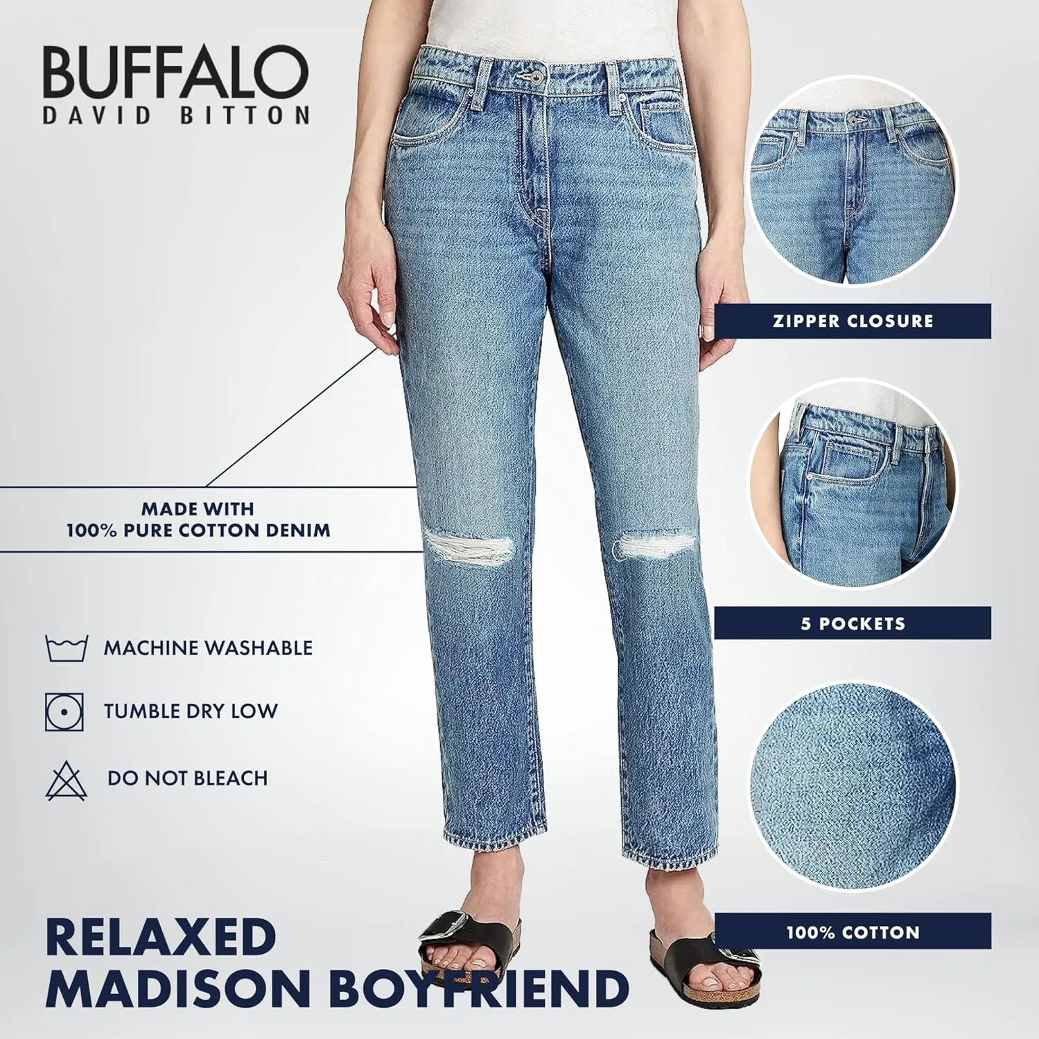 Buffalo David Bitton Women's Madison Relaxed Boyfriend Jeans