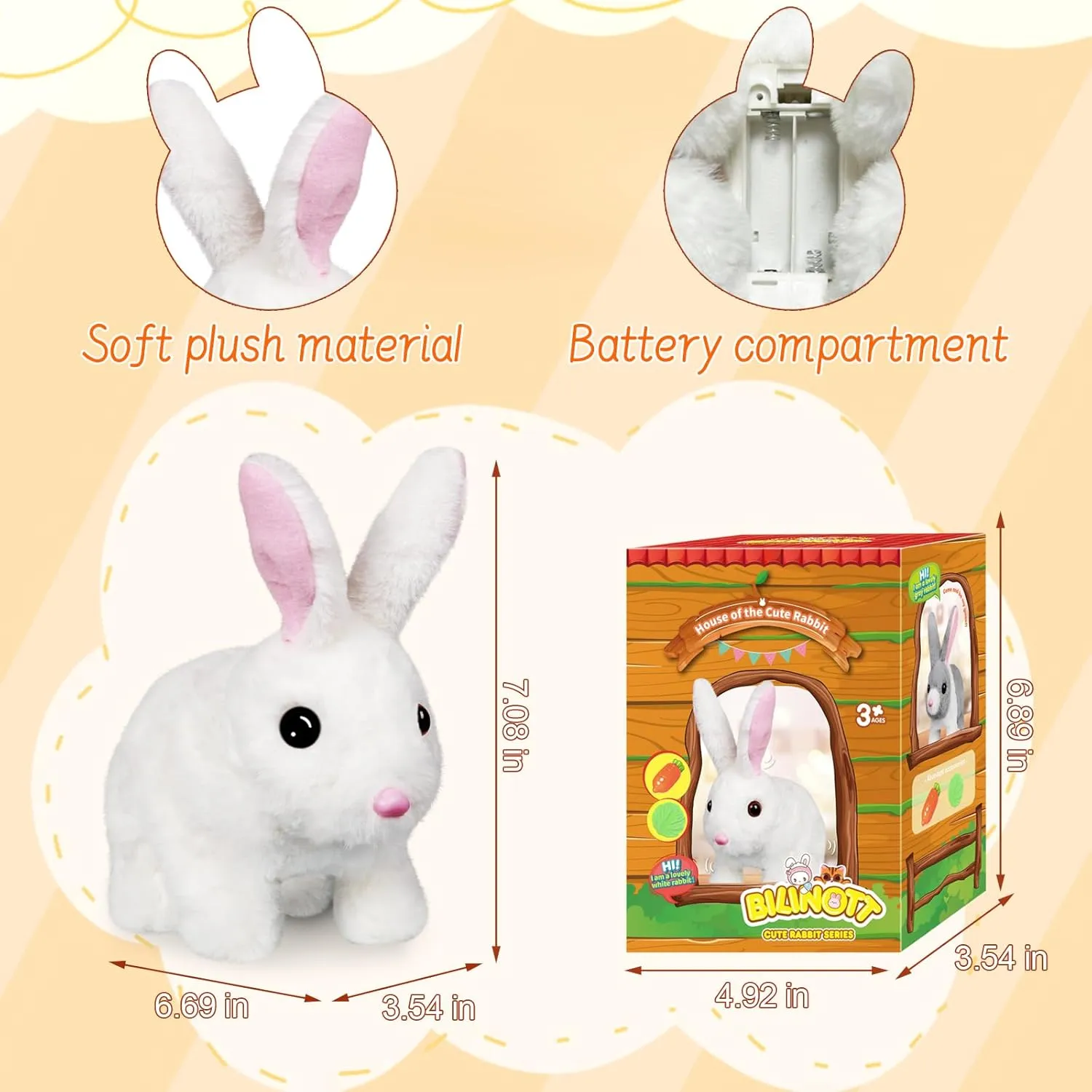 Bunny Toys for Kids, Realistic Rabbit Toys with Jumping Action, Wiggling Ears, Twitching Mouth and Nose, Ideal Stuffed Rabbit Gift for 3  Kids for Easter, Birthdays, Halloween, and Christmas