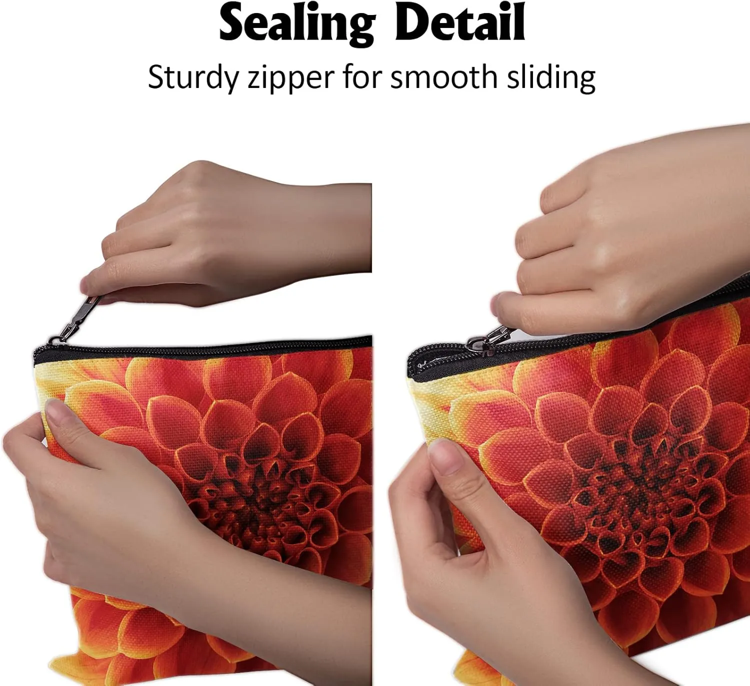 Cafl Beautiful Petals Makeup Bag Travel Large Abstract Flower Cosmetic Bag Essentials Jewelry Skincare Zipper For Women-10×8 inch