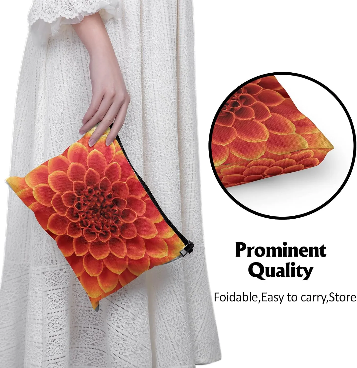 Cafl Beautiful Petals Makeup Bag Travel Large Abstract Flower Cosmetic Bag Essentials Jewelry Skincare Zipper For Women-10×8 inch