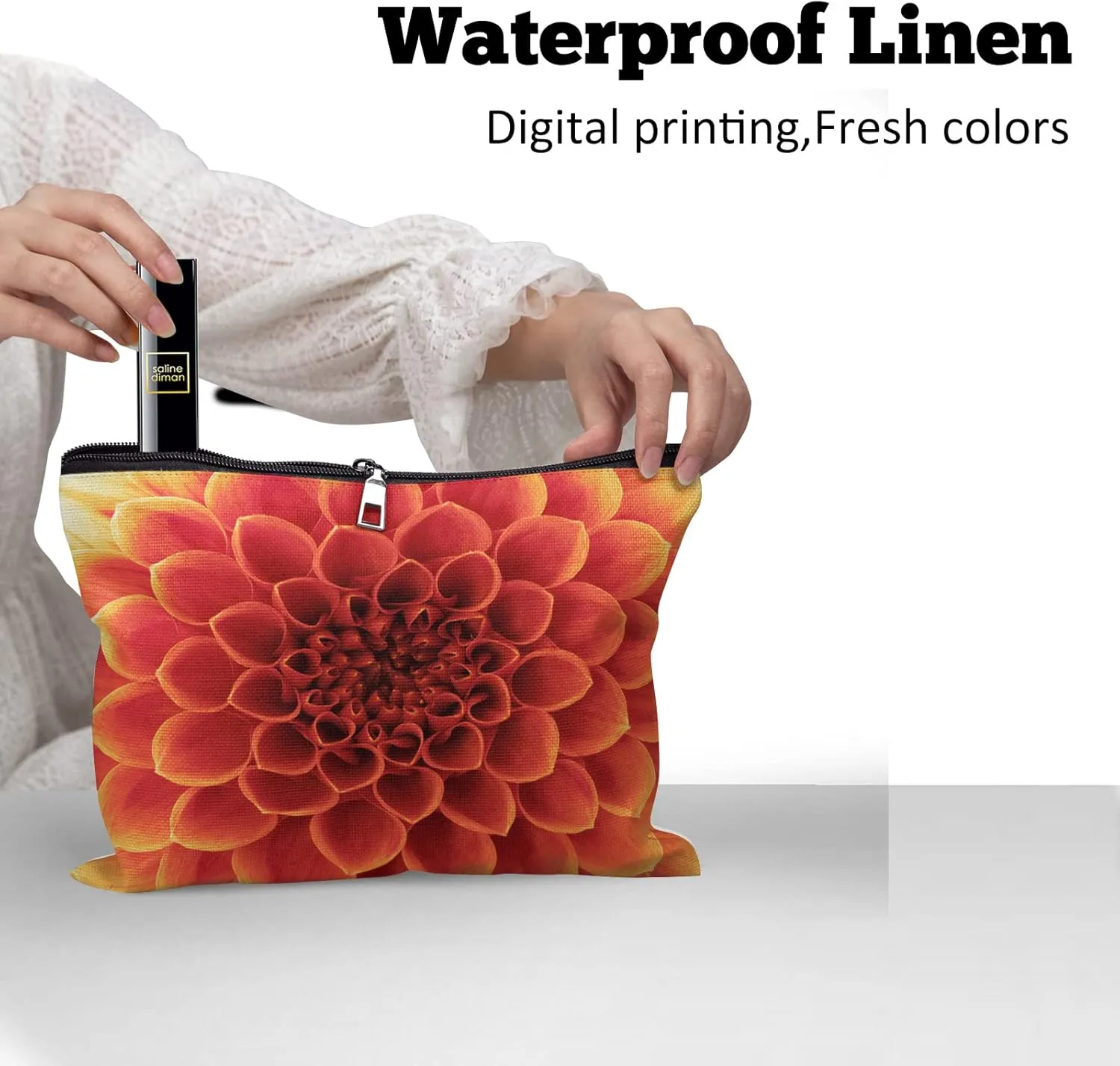 Cafl Beautiful Petals Makeup Bag Travel Large Abstract Flower Cosmetic Bag Essentials Jewelry Skincare Zipper For Women-10×8 inch