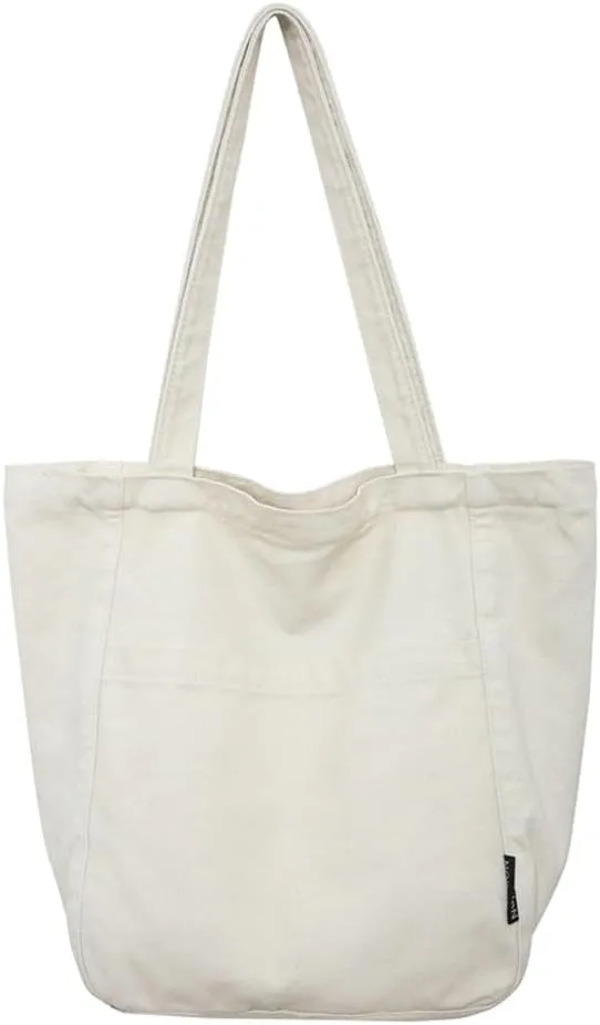 Canvas Shoulder Bags for Women Large Tote Bag with Zipper Top-handle Multi-pockets Purses Work Travel Shopping