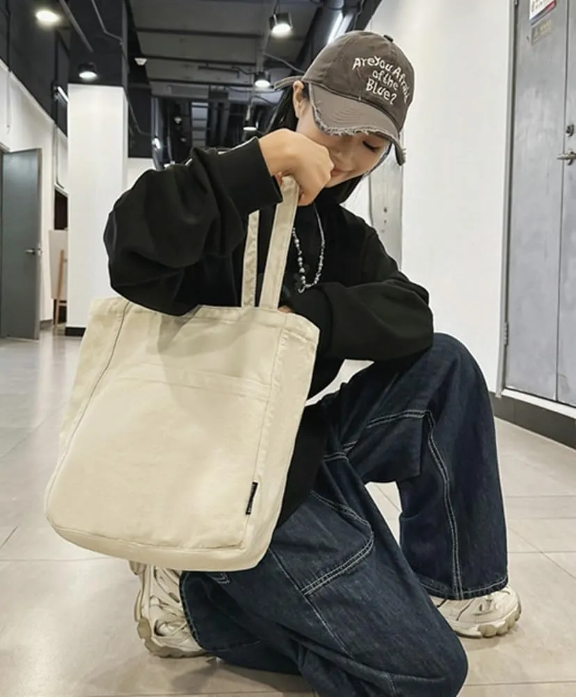Canvas Shoulder Bags for Women Large Tote Bag with Zipper Top-handle Multi-pockets Purses Work Travel Shopping