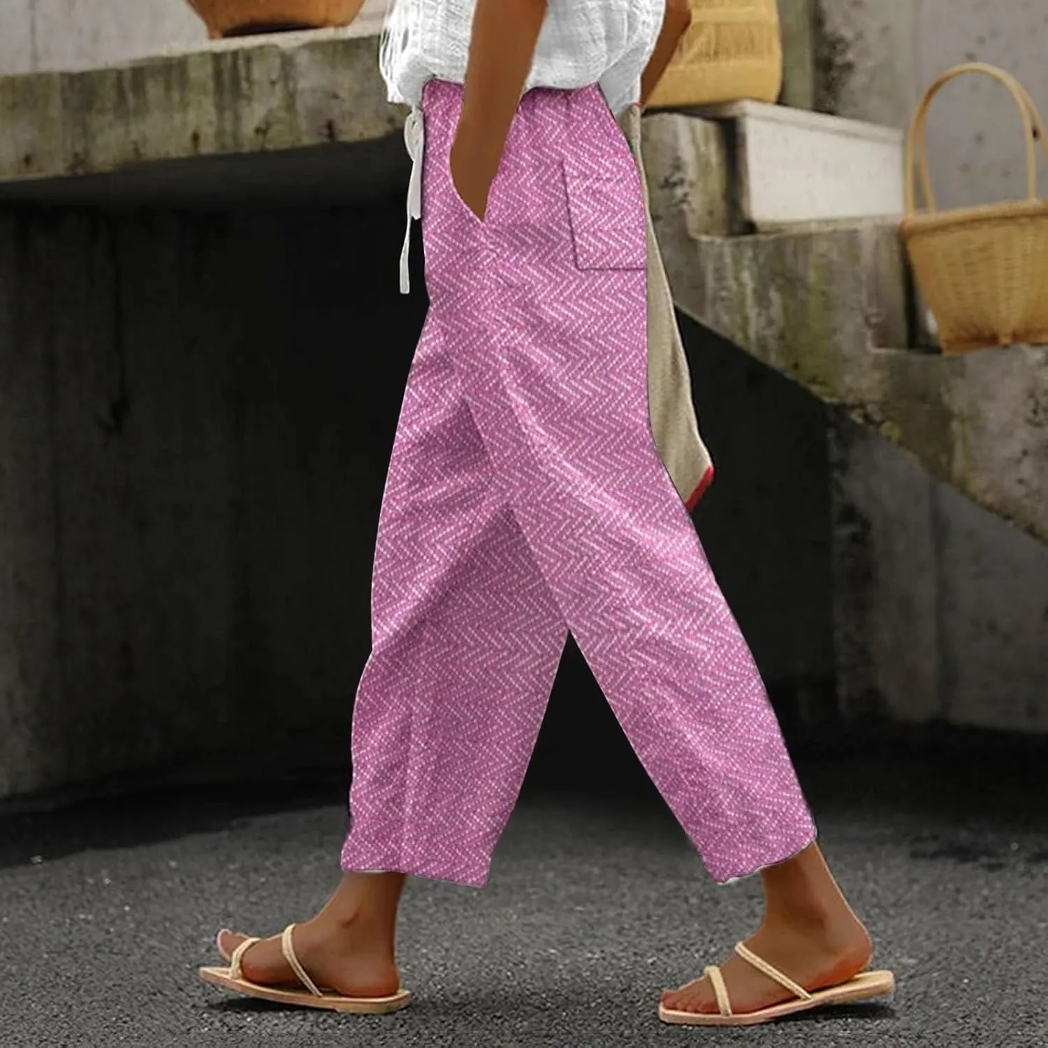 Capris Pants for Women Pants Drawstring Capri Pants with Pockets Wide Leg Cropped Pants for Women Capris Pants for