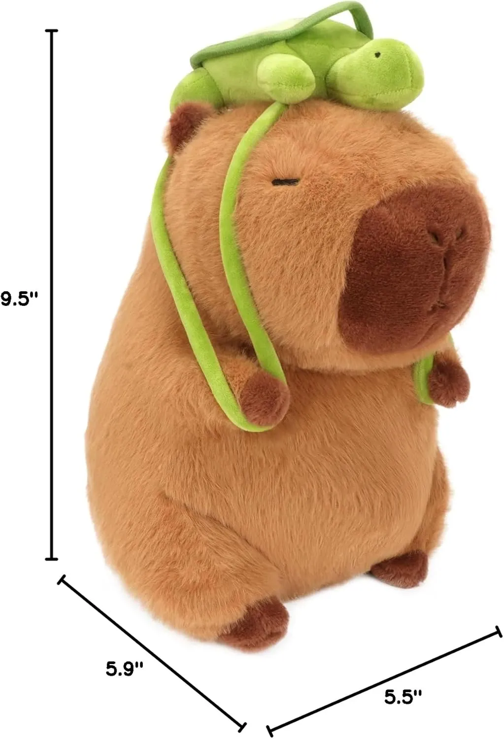 Capybara Plush Toy - 9 Inch Cute Capybara Stuffed Animal with Turtle Backpack, Kawaii Capibara Plushie for Kids and Adults