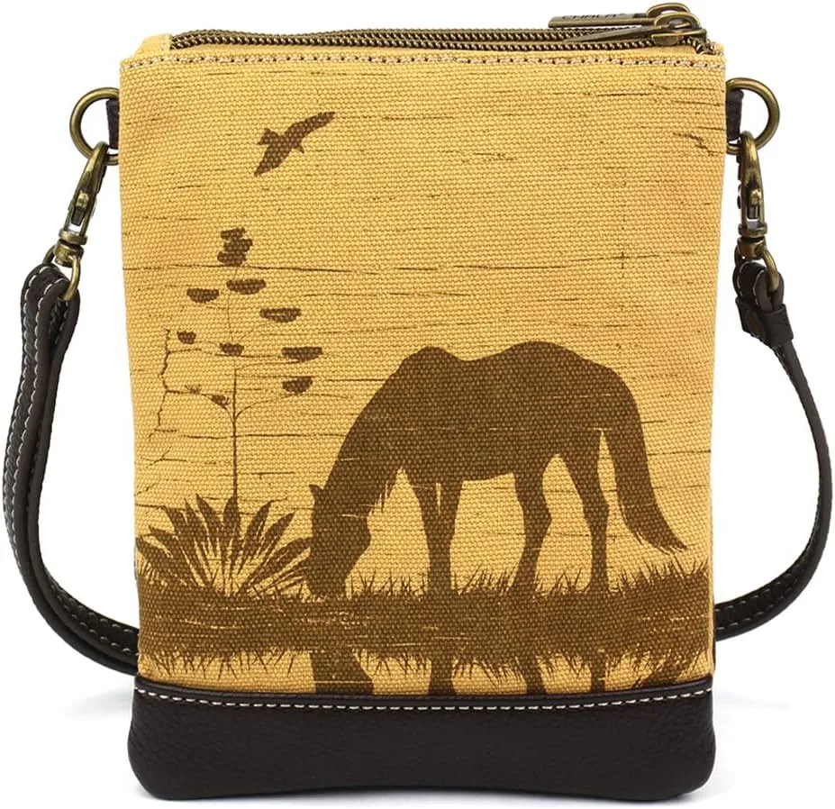 CHALA Double Pocket Xbody Women RFID Protected Canvas Crossody Purse with Adjustable Strap