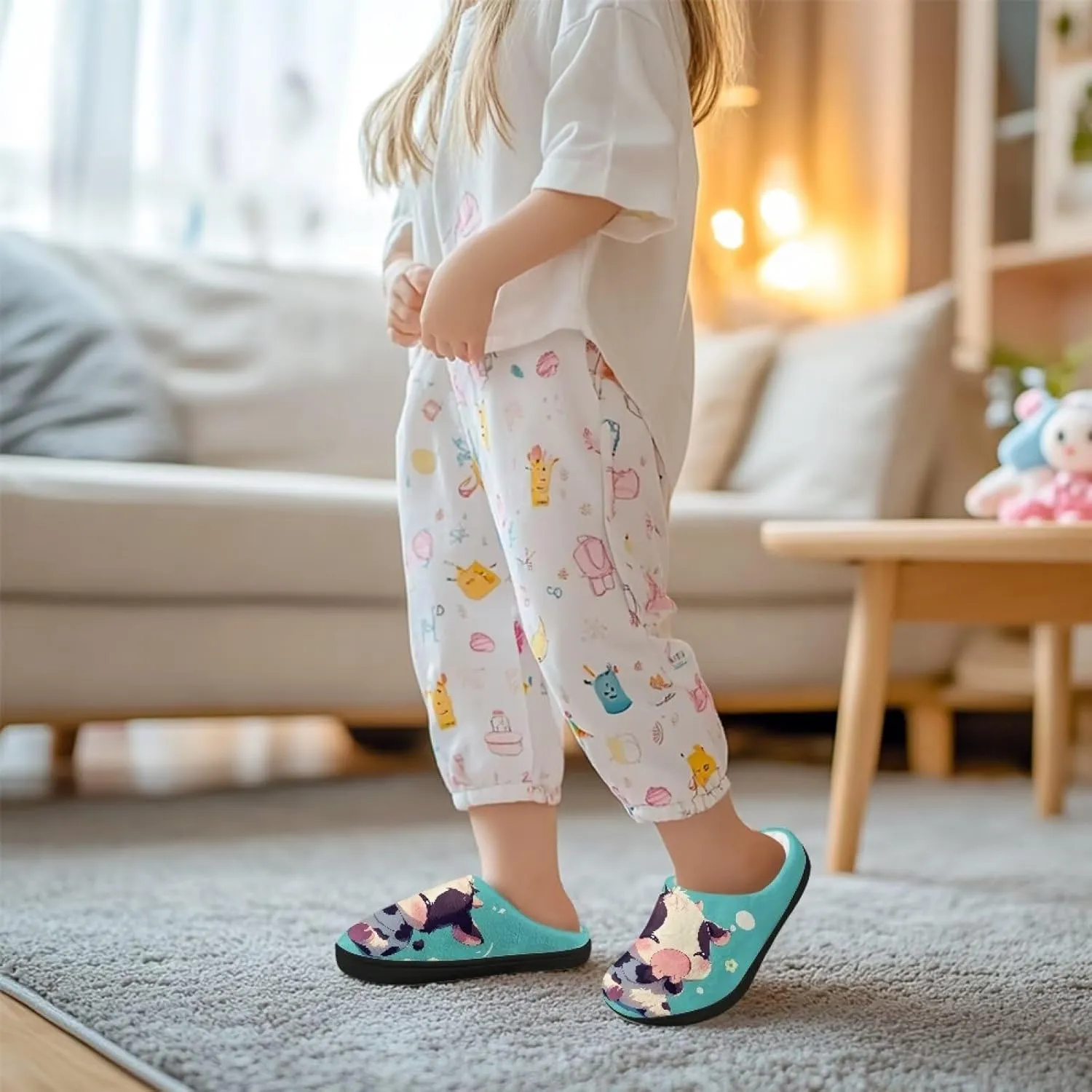 Children's Plush Slippers Cozy Plush Slip-on House Shoes with Memory Foam Warm Winter Kids Non-Slip Indoor Slipper