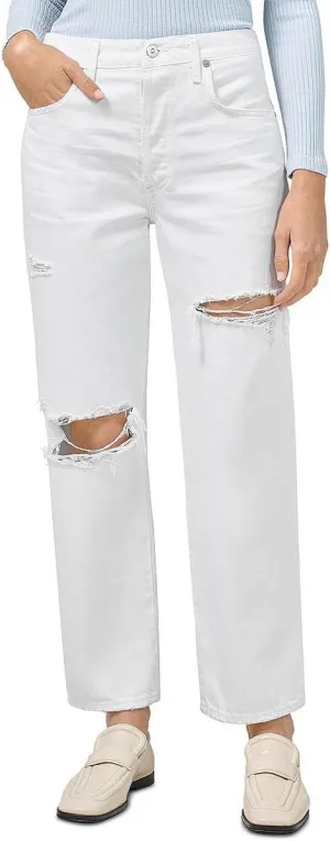 Citizens of Humanity Womens Emery High Rise Distressed Cropped Jeans