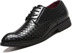 Classic Dress Shoes for Men Fashion Crocodile Printed Lace-Up Pointed-Toe Oxfords Shoes Business Formal Wedding Shoes