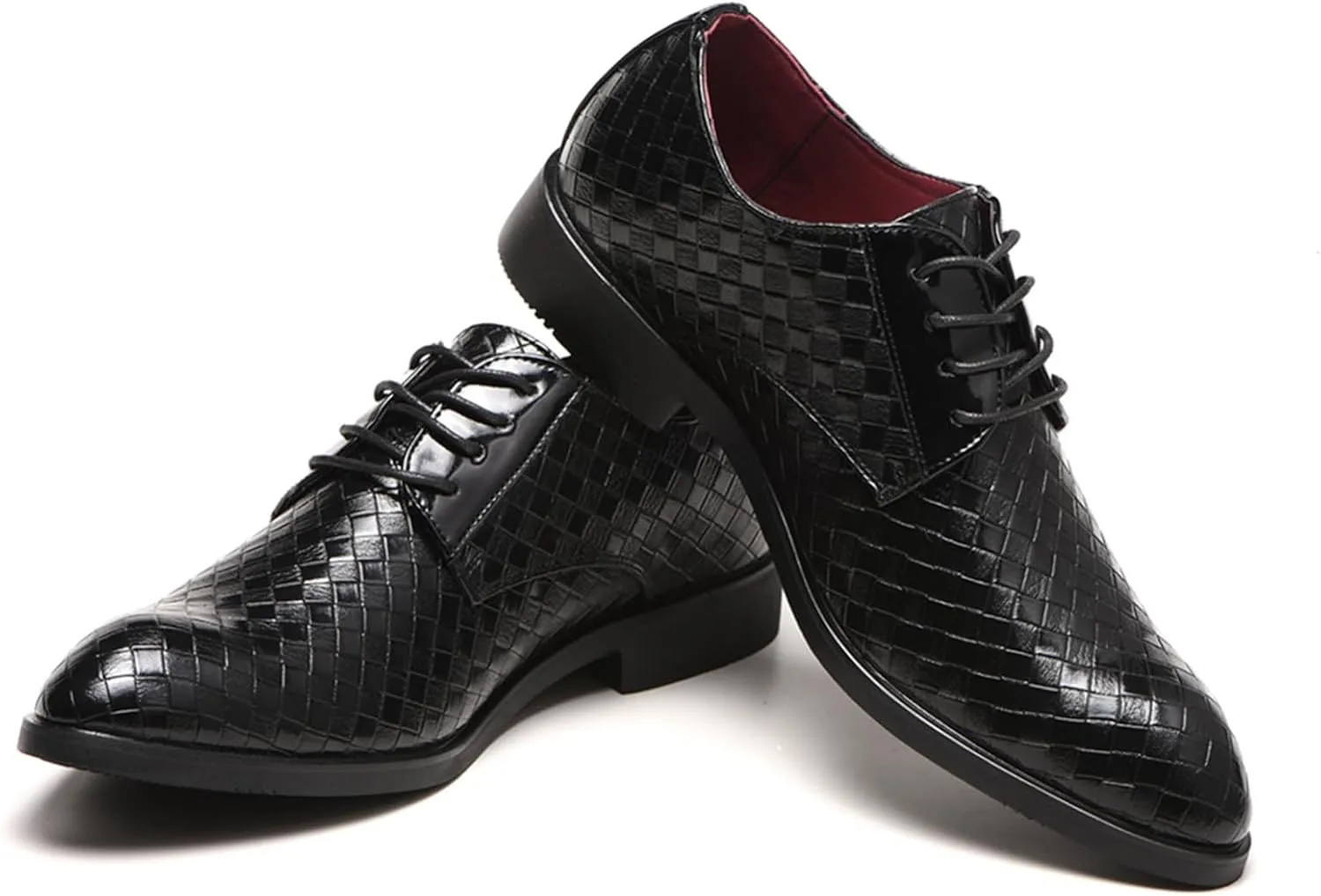 Classic Dress Shoes for Men Fashion Crocodile Printed Lace-Up Pointed-Toe Oxfords Shoes Business Formal Wedding Shoes