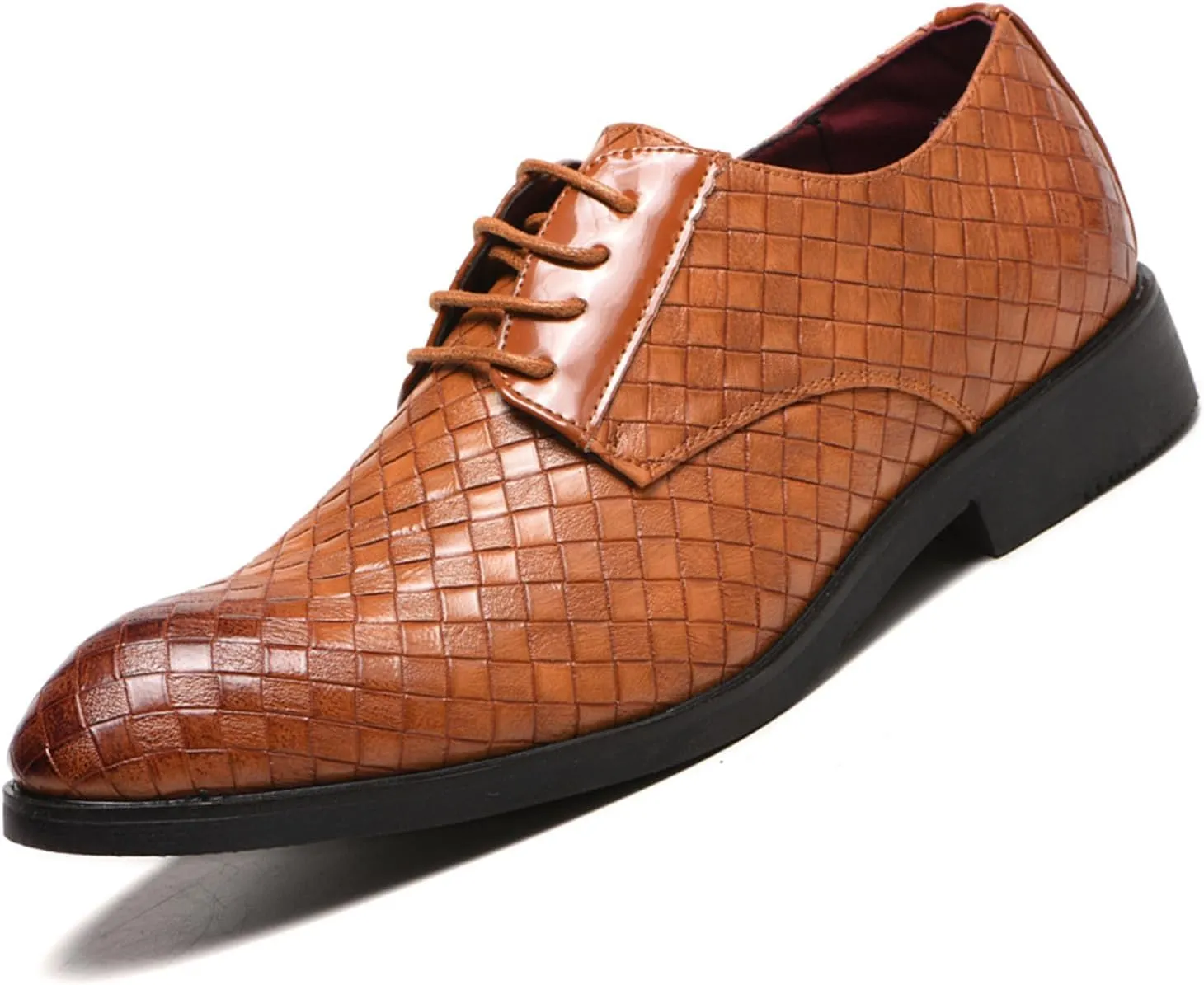 Classic Dress Shoes for Men Fashion Crocodile Printed Lace-Up Pointed-Toe Oxfords Shoes Business Formal Wedding Shoes