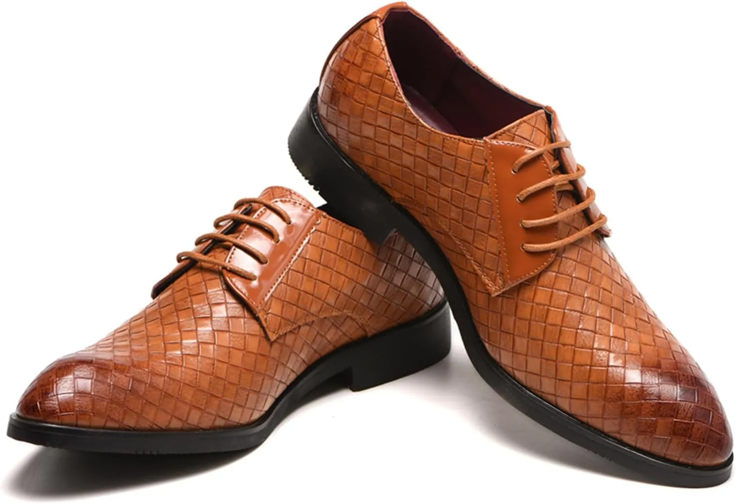 Classic Dress Shoes for Men Fashion Crocodile Printed Lace-Up Pointed-Toe Oxfords Shoes Business Formal Wedding Shoes