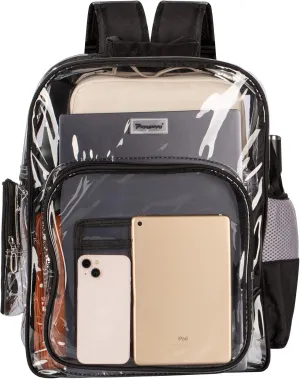 Clear Backpack,Waterproof Transparent Backpack,Heavy Duty PVC Clear Bag Perfect for Women Men(Black)
