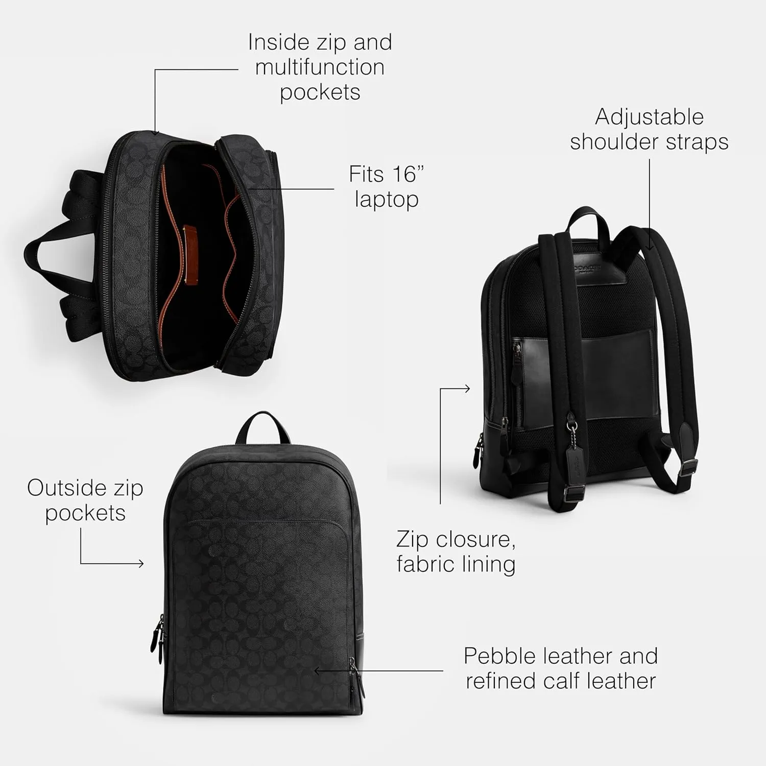 Coach Gotham Backpack, Charcoal