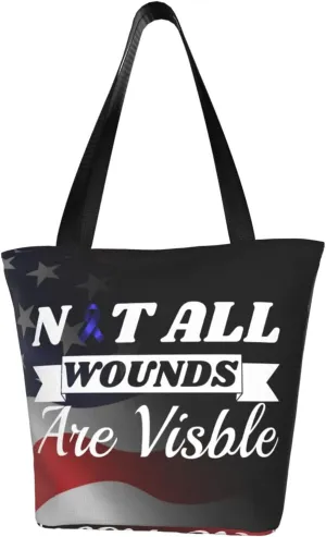 Colon Cancer Awareness Not All Wounds Are Visible Fashion Shoulder Bag Large Capacity For Man Or Woman
