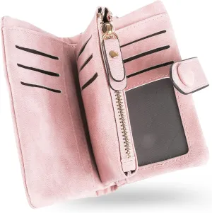 CONISY Small Wristlet Wallets for Women, Leather Bifold RFID Wallet with ID Window Zipper Coin Purse