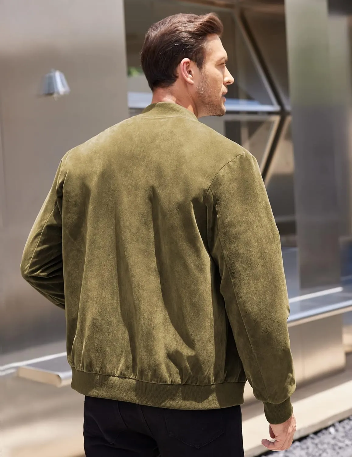 COOFANDY Men's Casual Varsity Jacket Vintage Lightweight Suede Bomber Jackets