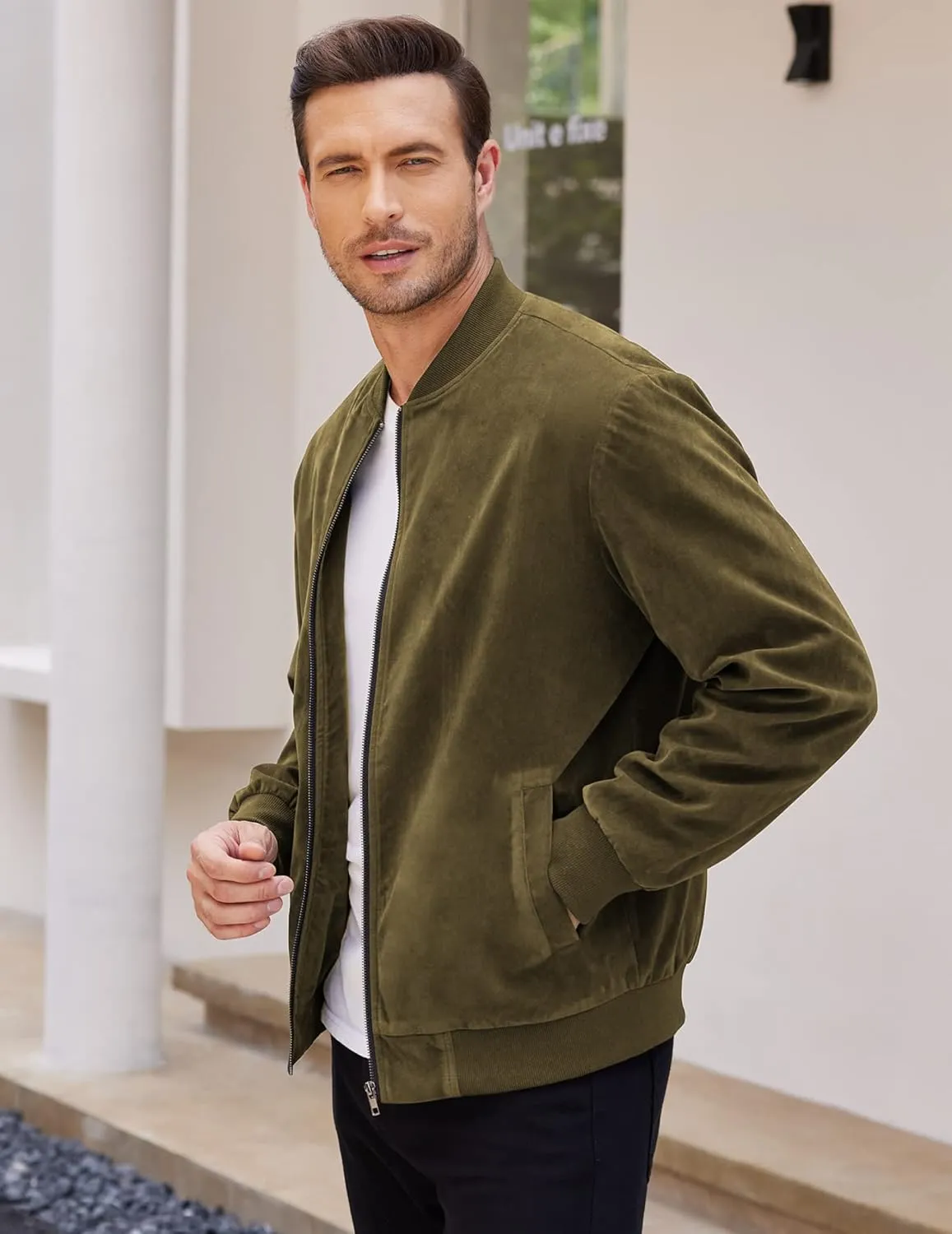 COOFANDY Men's Casual Varsity Jacket Vintage Lightweight Suede Bomber Jackets