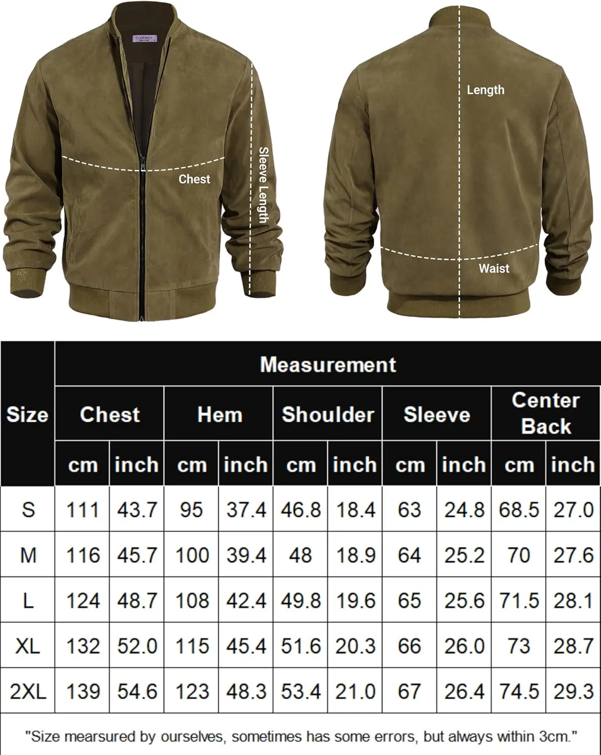 COOFANDY Men's Casual Varsity Jacket Vintage Lightweight Suede Bomber Jackets