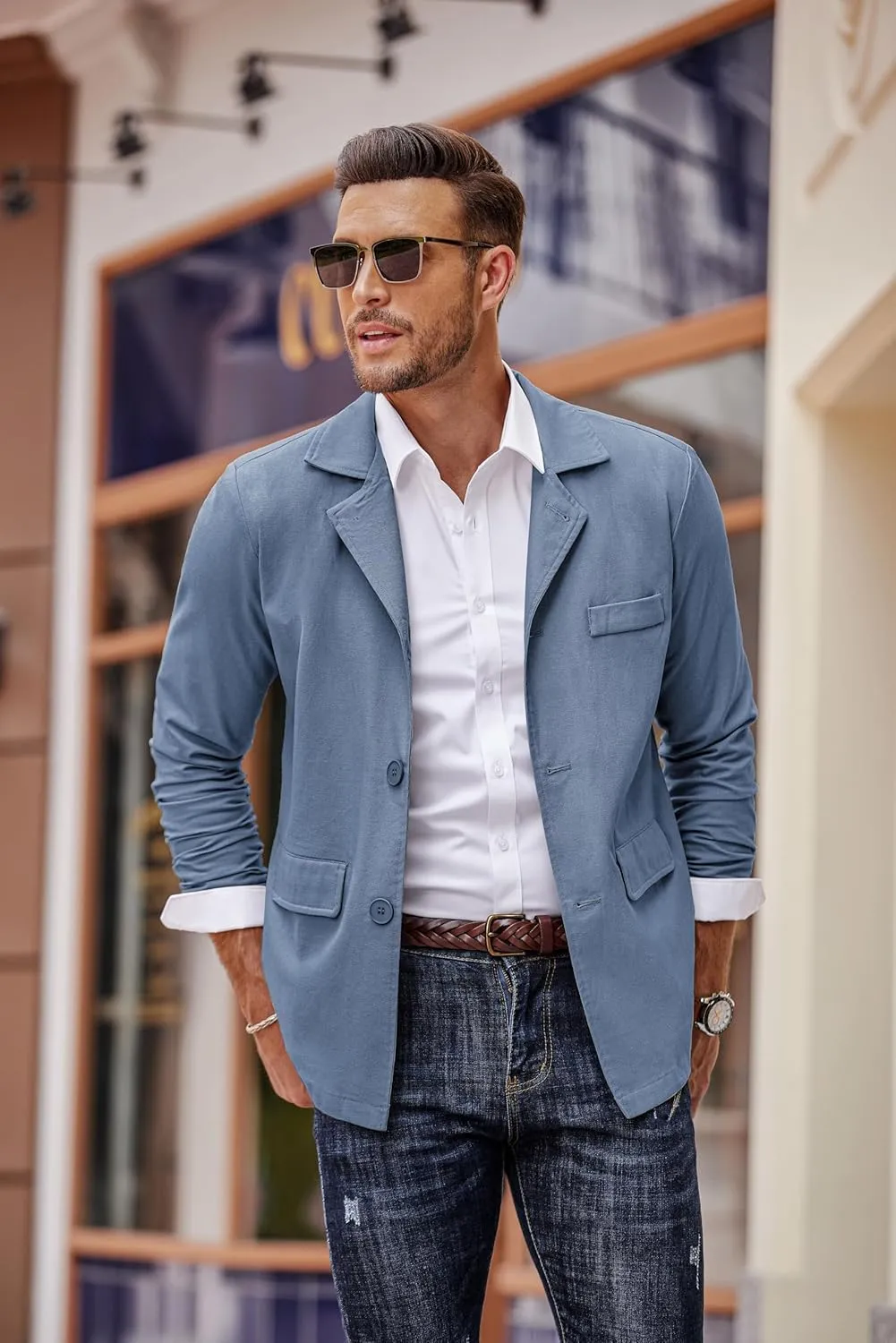 COOFANDY Men's Linen Cotton Casual Suits Blazer Jackets Lightweight Sports Coats