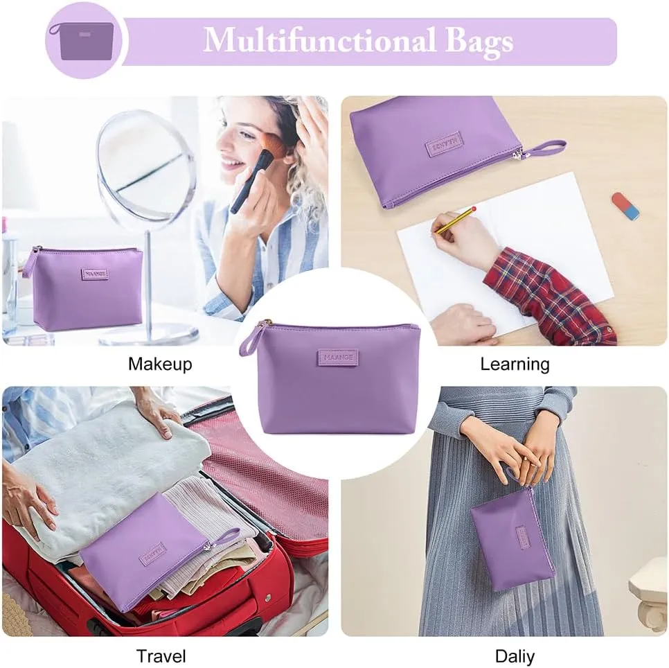 Cosmetic Bags for Women Small Makeup Bag for Purse Pu Leather Makeup Pouch Travel Makeup Bag with Zipper Make Up Bag for Travelling