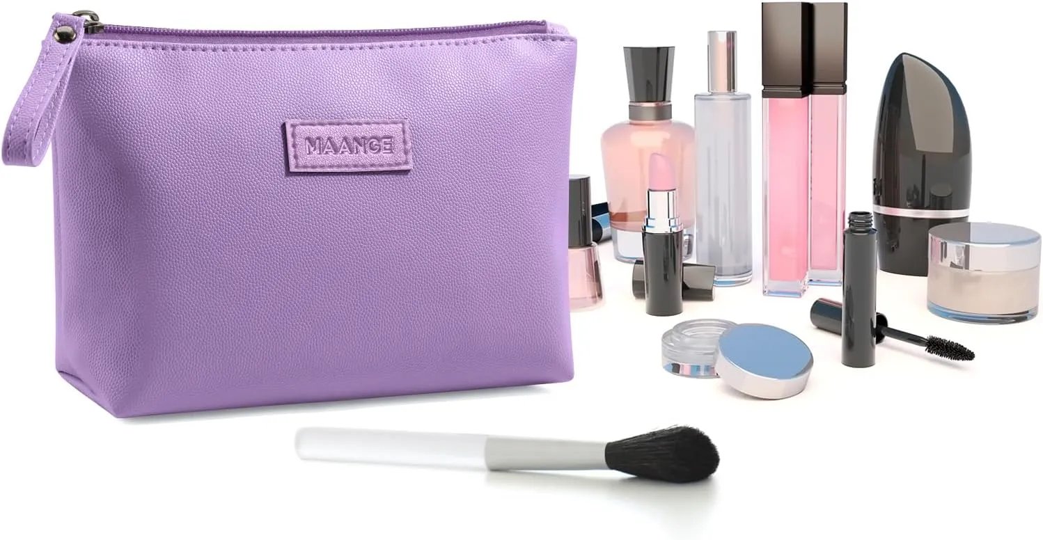 Cosmetic Bags for Women Small Makeup Bag for Purse Pu Leather Makeup Pouch Travel Makeup Bag with Zipper Make Up Bag for Travelling