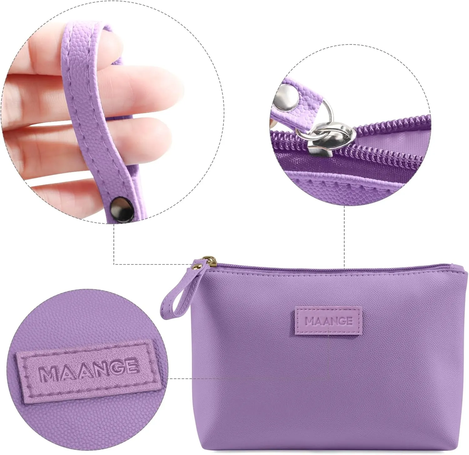 Cosmetic Bags for Women Small Makeup Bag for Purse Pu Leather Makeup Pouch Travel Makeup Bag with Zipper Make Up Bag for Travelling