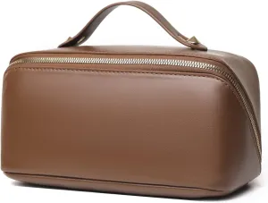 Cosmetic Bags Travel Makeup Bag for Women, Large Wide-open Waterproof Portable PU Leather Makeup Organizer Storage Toiletry Bag