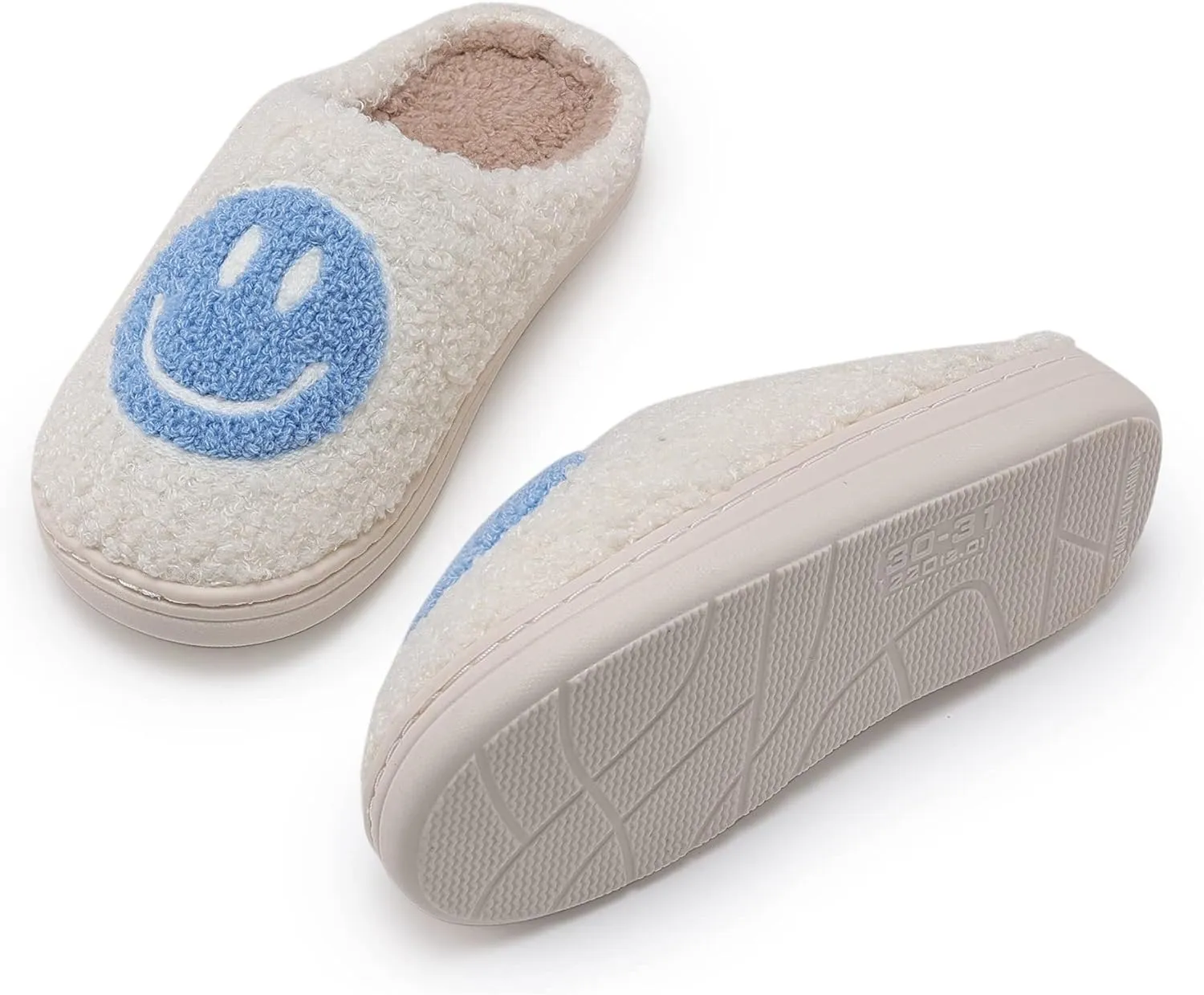 COVS Cute Kids Smile Face Slippers for Girls Boys Soft Plush Non-Slip Toddler House Slippers Little kids smile slippers Indoor Outdoor