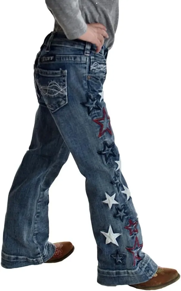 Cowgirl Tuff Western Jeans Girls Star Embroidery Med Wash GJSTAQ