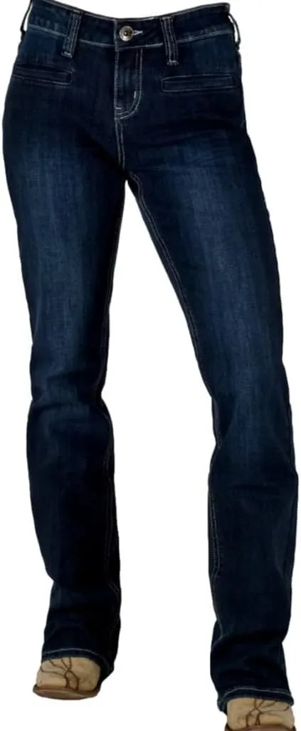 Cowgirl Tuff Western Jeans Women Indigo Night Bootcut Dark Wash JINDNY