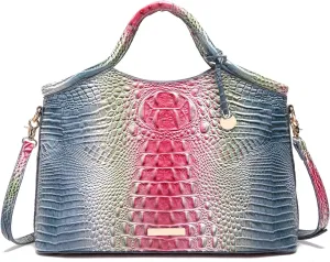 Crocodile Pattern Gradient Top Handle Satchel Large Capacity Tote Bag Casual Versatile Commuter Bag Leather