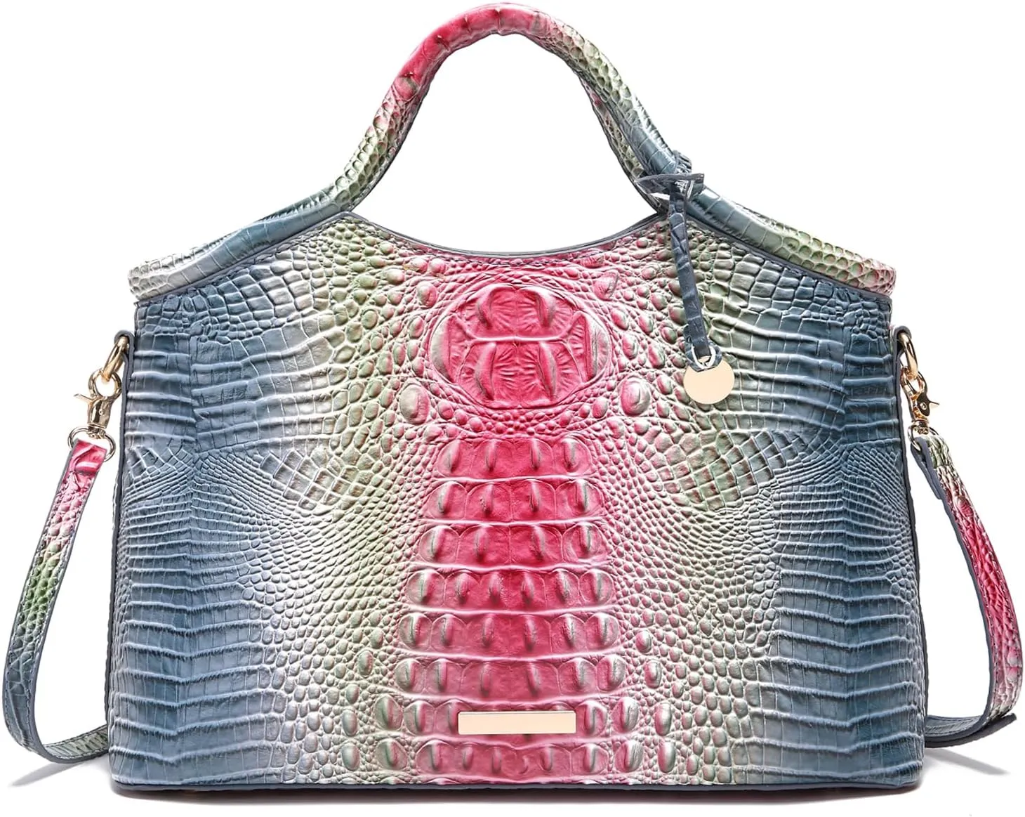 Crocodile Pattern Gradient Top Handle Satchel Large Capacity Tote Bag Casual Versatile Commuter Bag Leather