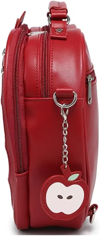 Cute Apple Ita Bag Badges Pins Display Backpack PU Leather Y2k Shoulder Bag Handbag with Mesh Insert Pad (White, Large)
