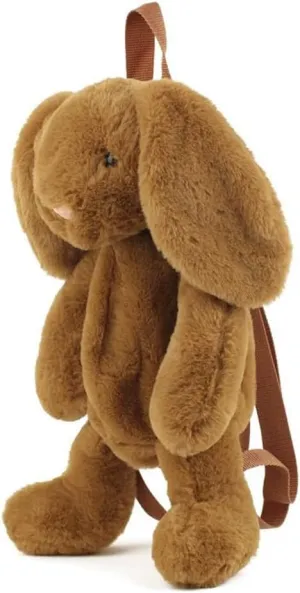 Cute Fuzz Plush Animal Backpack Rabbit Backpack Kawaii Bunny Backpack Fluffy Shoulder Bag Casual Daypack (Brown)