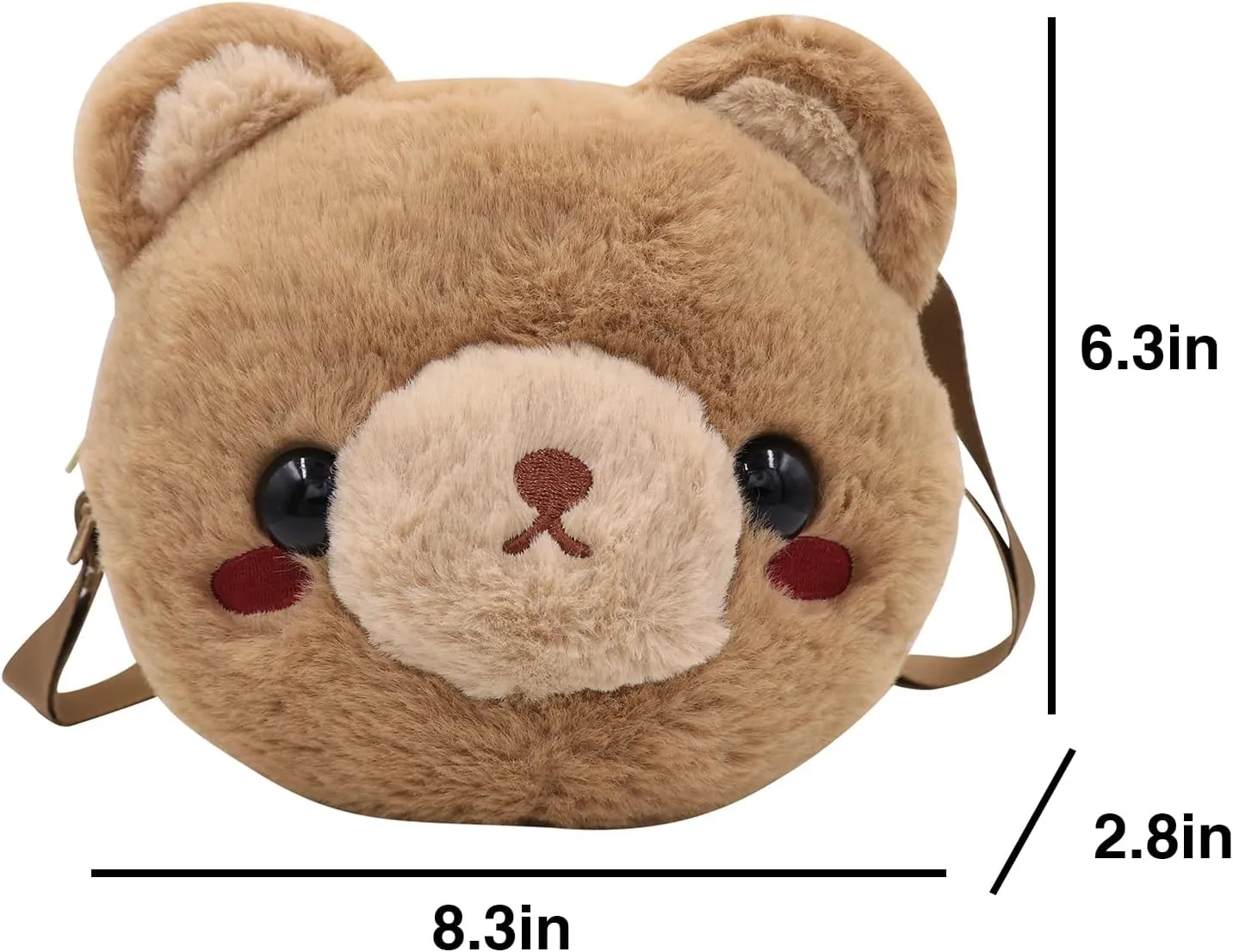 Cute Stuffed Animal Purse for Girls 3D Bear Panda Head Crossbody Bag Fluffy Pig Frog Shoulder Bag Plush Animal Bag