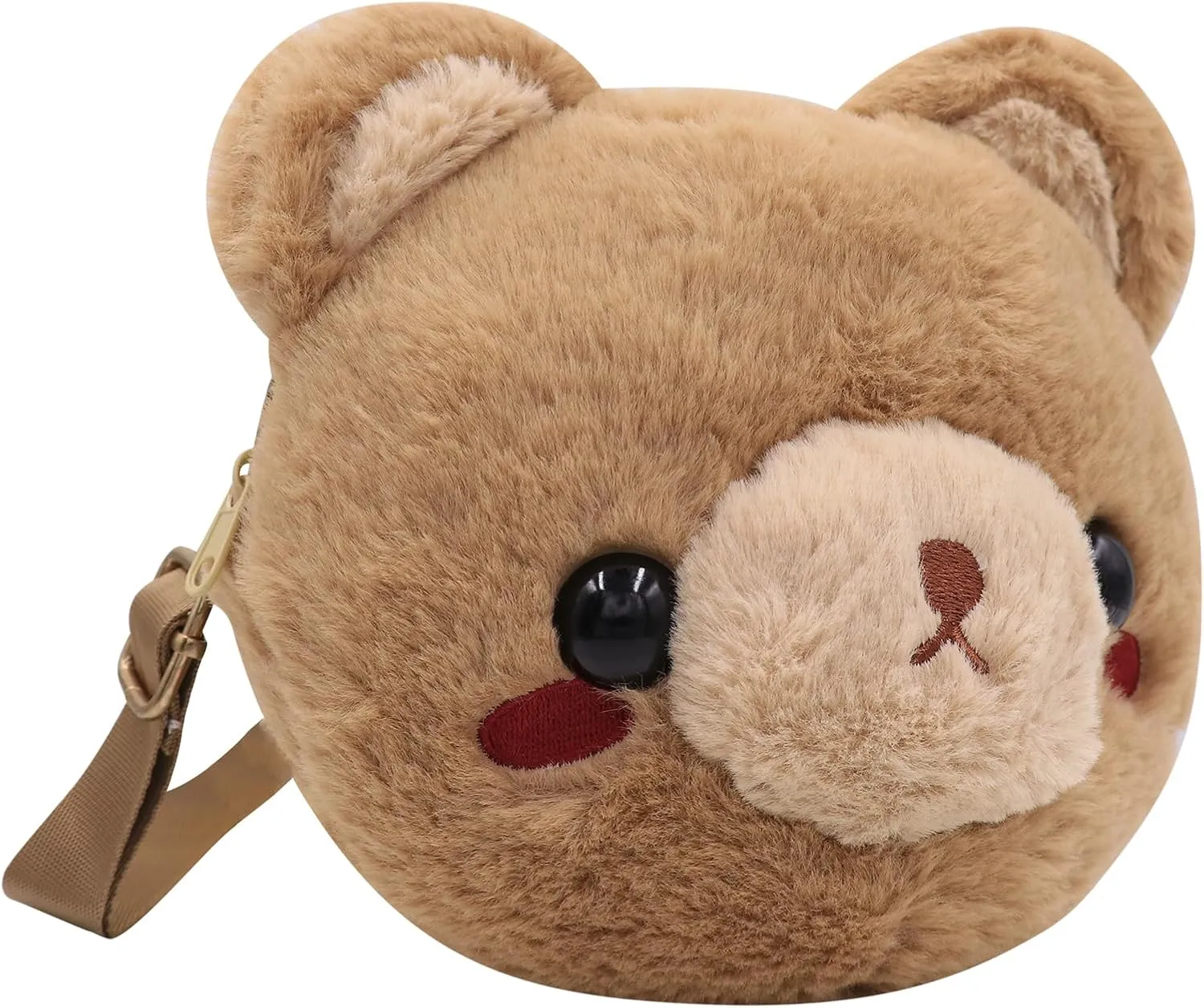 Cute Stuffed Animal Purse for Girls 3D Bear Panda Head Crossbody Bag Fluffy Pig Frog Shoulder Bag Plush Animal Bag